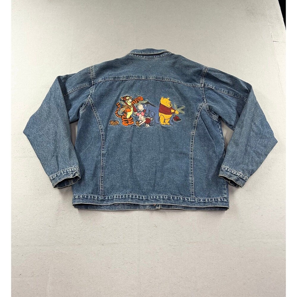 Vintage Disney Store Embroidered Pooh Knotty Pine Trail Fall Jean Jacket Tigger